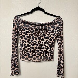 Leopard Print Off-Shoulder Top